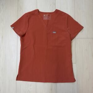 FIGS Terracotta Catarina One Pocket V-Neck Medical Nursing Scrub Top Size Small